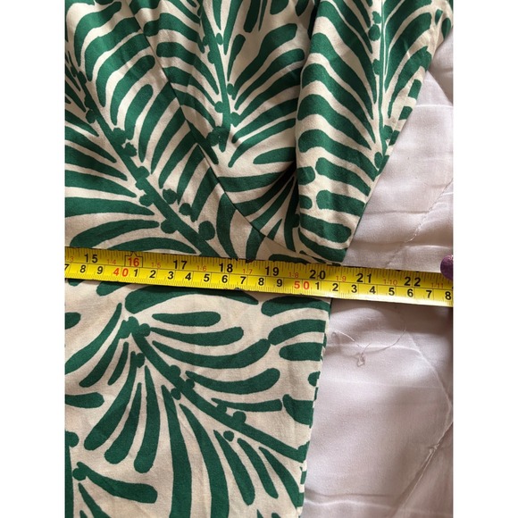H&M Green Leaf Print Tiered Maxi Shirt Dress Women's Size S Boho Vacation Resort - Picture 9 of 11